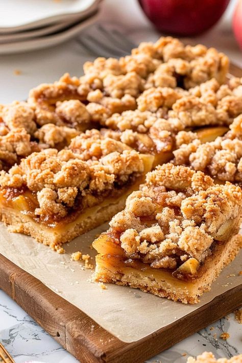 Crumble Apple Pie Cookie, Caramel Apple Shortbread Crumble Bars, Apple Crumb Topping Recipes, Apple Pie Like Desserts, Apple Crumble Tarts Mini, Caramel Apple Streusel Bars, Shortbread Crumble Topping, Cafe Baked Goods Ideas, Apple Crisp Shortbread Bars