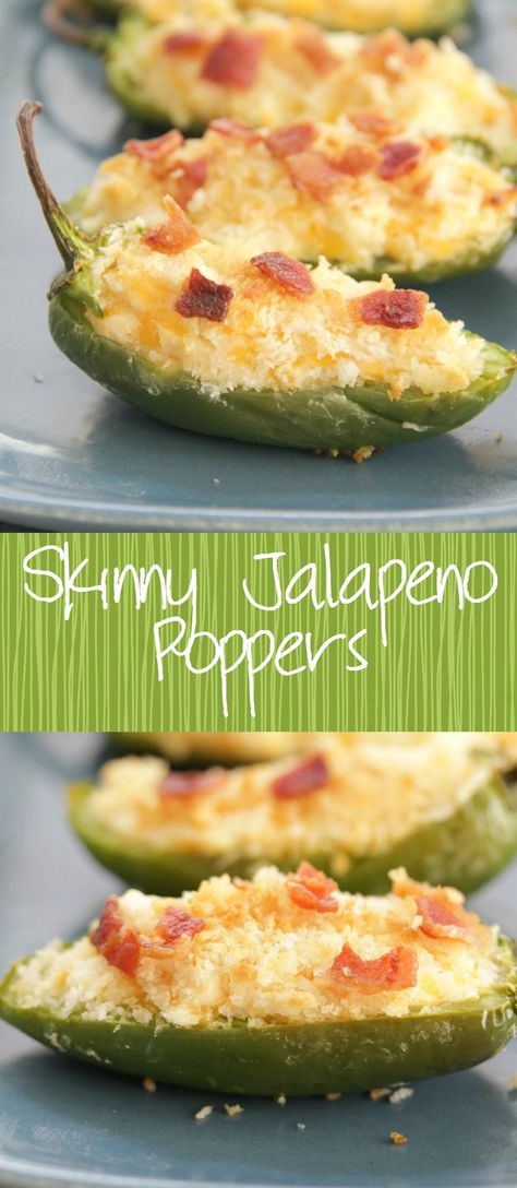 Skinny Jalapeño Poppers Jalapeño Poppers, Poppers Recipe, Jalapeno Recipes, Buffalo Chicken Dip, Favorite Appetizers, Jalapeno Poppers, Football Food, Healthy Appetizers, Stuffed Jalapeno Peppers