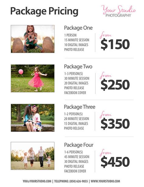 Photography Packages: The 2018 Definitive Guide to Packaging Your Photography Services - The Photo MBA - SEO and Business for Photographers Photo Print Packaging, Photography Business Pricing, Photographers Price List, Photography Business Plan, Package Template, Photographer Packaging, Pricing List, Photography Price List, Pricing Templates