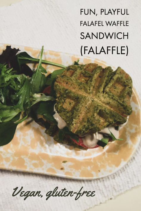 Falafel Waffle, Sweet Potato Tacos, Cilantro Lime Sauce, Potato Tacos, Waffle Sandwich, Sandwich Ingredients, Lime Sauce, Tahini Sauce, Waffle Iron