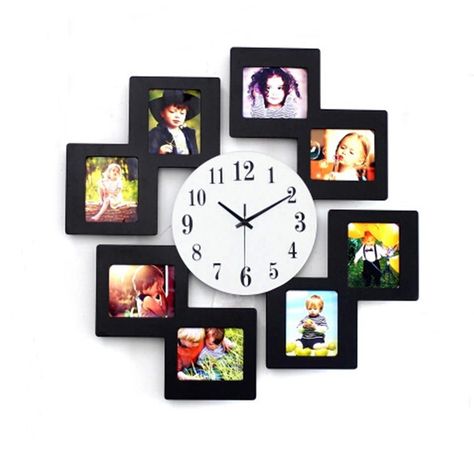 Watch For Wall, Wall Clock With Pictures, Material Collage, Photo Collage Wall, Family Photo Frames, Diy Photo Frames, Family Frames, Dubai Abu Dhabi, Large Wall Clock