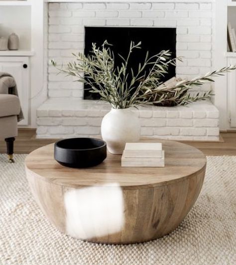 Byron Round Coffee Table, Modern Organic Table Centerpiece, Round Coffee Table Styling Modern, Circle Wooden Coffee Table, Organic Modern Decor Coffee Tables, Circular Wooden Coffee Table, Circle Living Room Table, Circle Wood Coffee Table, Organic Modern Table Decor