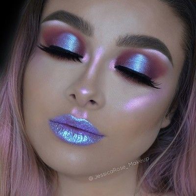 Alien Make-up, Fantasy Make-up, Alien Makeup, Dark Eyeshadow, Make Up Inspiration, Rave Makeup, Unicorn Makeup, Makeup Artist Tips, Purple Makeup