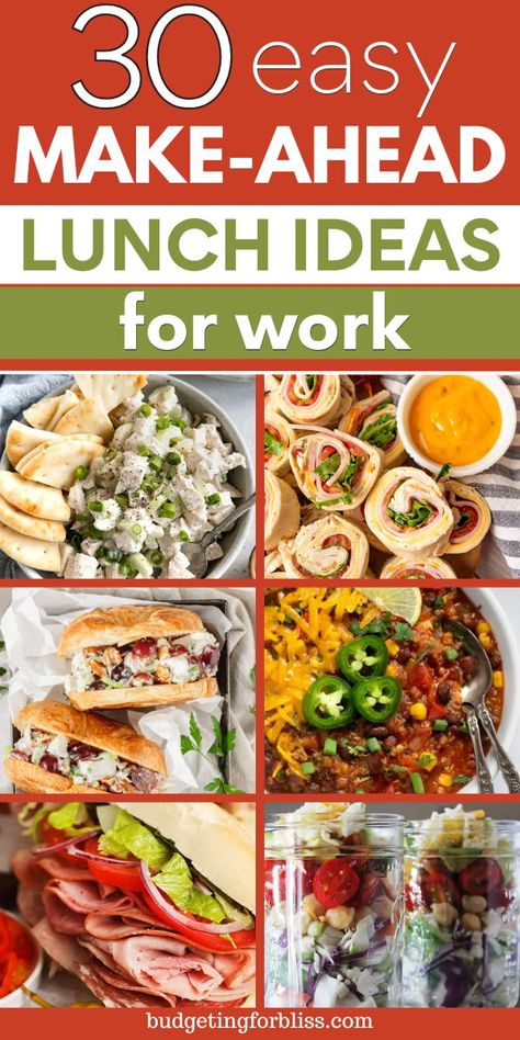 Make your mornings less stressful with these easy make-ahead lunch ideas for work. From protein-packed salads to flavorful wraps, these quick lunch recipes are perfect for busy weekdays. Simply spend a little time meal prepping and enjoy healthy and delicious lunches that will save you time and money. Find easy cold lunches as well as hot lunch ideas that are simple to take on the go. Enjoy these easy work recipes, best lunch ideas, office lunch ideas, and quick lunch recipes for work. Easy Cold Lunches, Healthy Office Lunch, Office Lunch Ideas, Best Lunch Ideas, Hot Lunch Ideas, Easy Packed Lunch, Lunch Recipes For Work, Quick Meals For Kids, Healthy Meals Easy