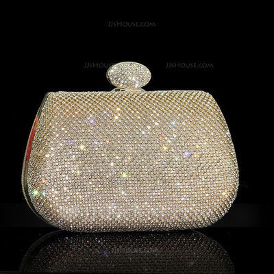 Soiree Bags, Gold Car, Bridal Purse, Bridal Bag, Rhinestone Clutch, Gold Beauty, Gold Handbags, Gold Shoes, Gold Accessories