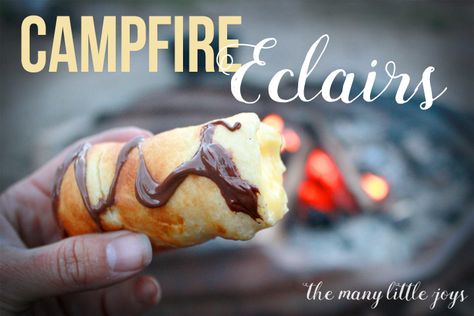 The Best Campfire Dessert EVER: Campfire Eclairs - The Many Little Joys Campfire Eclairs, Dutch Oven Camping Recipes, Campfire Desserts, Best Camping Meals, Dutch Oven Camping, Camping Dishes, Camping Desserts, Easy To Make Desserts, Campfire Cooking