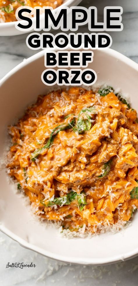 Beef Orzo, Orzo Dinner Recipes, Recipe With Ground Beef, Orzo Recipe, Healthy Ground Beef, Easy Ground Beef, Ground Beef Recipes Healthy, Orzo Recipes, Beef Pasta