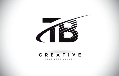 TB T B Letter Logo Design with Swoosh and Black Lines. T B Logo Design, Tb Logo Design Letter, Tb Logo Design, B Letter Logo, Tb Logo, B Names, B Letter, Camera Tattoo, Photo Logo Design