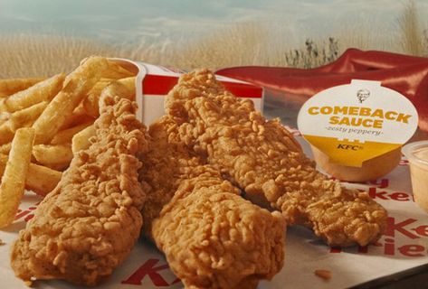 KFC Is Reigniting the Chicken Wars With Its New Chicken Tenders and Its $25 Family Meal Deal Kfc Original Recipe, Banana Cake Recipe Easy, Comeback Sauce, Banana Cake Recipe, Fried Chicken Sandwich, Meal Deal, White Meat, Family Meal, Banana Cake