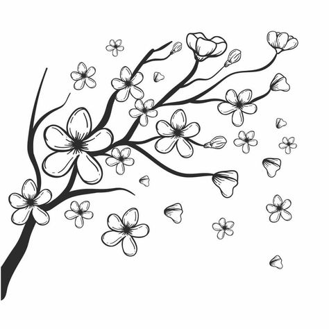 Blossom Branch, Vine Tattoos, Cherry Blossom Branch, Wood Burning Patterns, Decal Paper, Pola Sulam, Planner Scrapbook, Cricut Joy, Elegant Tattoos