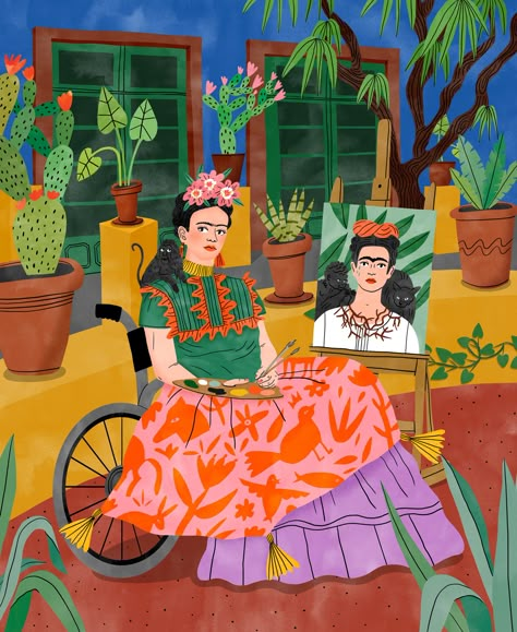 Bodil Jane | Character Illustration | Folio illustration agency Frida Kahlo Paintings Illustration, Frida Khalo Illustration, Frida Kahlo Art Illustration, Frida Khalo Wallpaper, Frida Kahlo Decor Ideas, Frida Drawing, Frida Kahlo Wallpaper, Mexican Illustration Art, Frida Illustration