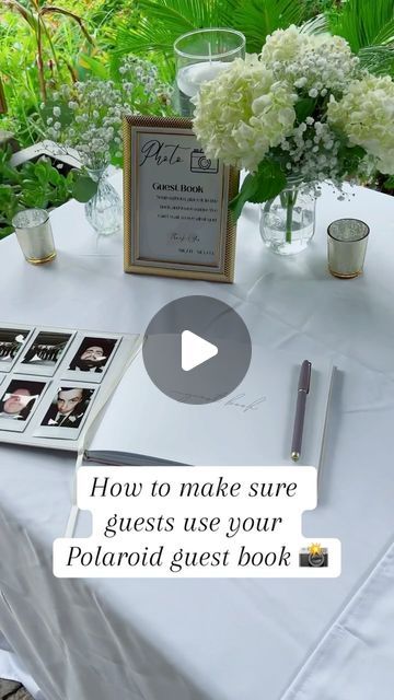 Soon To Be Wed on Instagram: "The polaroid guest book has been one of the trendiest options for weddings — and for good reason! The heardest part of having a memory filled book at the end of the night is having all of your guests participate. Designating a host is the perfect way to help your guests feel comfortable and explain how it works. 🤍 #weddingplanning #weddingplanner #weddingtips" Guest Book Table Florals, Photo Guest Book Sign Printable Free, Guest Book Polaroid, Guest Book Wedding Ideas, Guest Book Table Ideas, Wedding Guest Book Table Ideas, Polaroid Wedding Guest Book, Polaroid Wedding Ideas, Guest Book Wedding