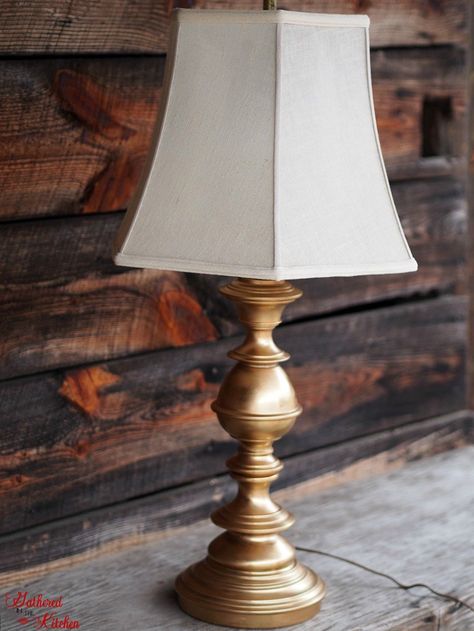 DIY Gold Rubbed Thrift Store Farmhouse Lamp Makeover Rub 'n Buff Tutorial Update Brass Lamps, Update Floor Lamp Diy, Metal Lamp Makeover, Thrift Store Lamp Makeover, Entryway Doors, Farmhouse Lamp, Rub And Buff, Rub N Buff, Farmhouse Lamps