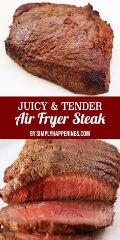 Juicy sirloin steak cooked perfectly and quickly in an air fryer. The steak is cooked evenly through the middle and tastes delicious. It’s perfect for date night, those cooking one steak for themselves, and anyone looking for new air fryer recipes! Beef Sirloin Tip Steak Recipes Air Fryer, Air Fryer Boneless Sirloin Steak, Airfryer Sirloin Steak, Top Sirloin In Air Fryer, Ninja Foodi Sirloin Steak, Sirloin Steak In The Air Fryer, Sirloin Steak In Air Fryer How To Cook, Air Fryer Top Sirloin Steak Recipes, Top Sirloin Steak Air Fryer