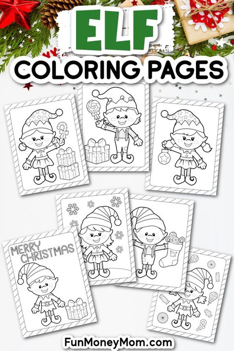 These Elf Coloring Pages for kids are festive and fun and the perfect way to keep kids of all ages entertained over the holidays. Just download the free printable sheets, break out the new crayons and see how creative your little artists can be. Elf Coloring Pages Free Printable, Elf Coloring Pages, Elf Coloring, Elf Printables, Elf Games, Cute Christmas Ideas, Holiday Printables, Christmas Coloring Pages, Break Out