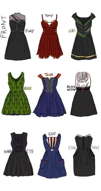 The Avenger Cast in dress form! Avengers Group Costume, Loki Dress, Fem Fashion, Diy Kostüm, Disney Bounding, Fandom Fashion, Chique Outfits, Eye Patch, Geek Chic