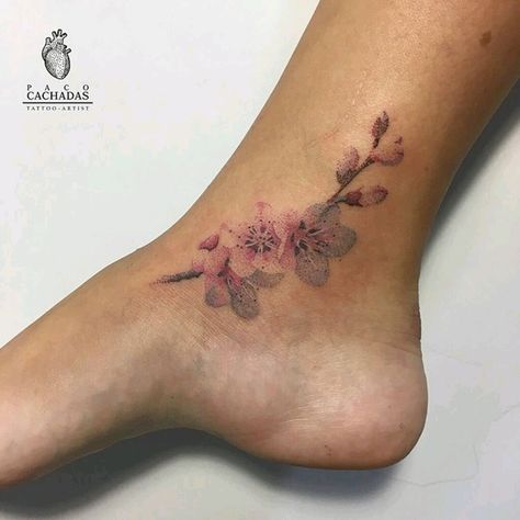 Almond Flower Tattoo, Almond Blossom Tattoo, Bts Tattoo, Almond Flower, Bts Tattoos, Ankle Tattoos, Tattoo Flowers, Blossom Tattoo, Almond Blossom