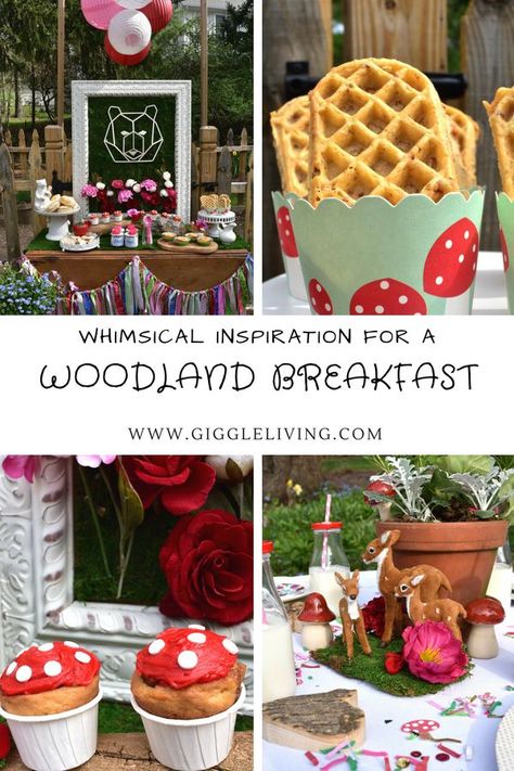 woodland breakfast party/brunch inspiration/sleepover party ideas/woodland theme/toadstool theme/ breakfast buffet inspiration #breakfast #partyideas #breakfastbuffet #woodland #partytheme Breakfast Party Decorations, Sleepover Party Ideas, Party Breakfast, Healthy Breakfast Casserole, Woodland Animal Birthday, Breakfast Party Foods, Forest Book, Nature Party, Breakfast Crockpot Recipes