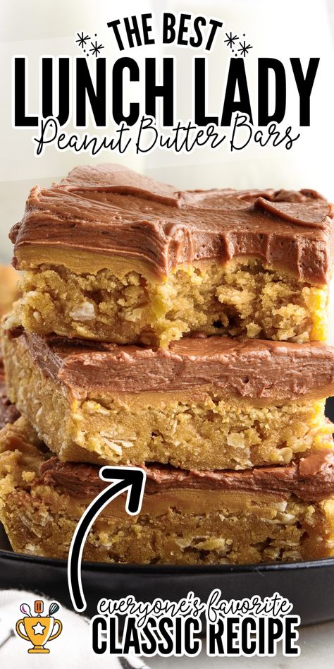 Lunchlady Peanut Butter Bars, Peanut Butter Bars School Cafeteria, Lunch Lady Peanut Butter Bars Recipes, Peanut Butter Fall Desserts, Lunch Lady Peanut Butter Bar, Lunchroom Peanut Butter Bars, Six Sisters Peanut Butter Bars, School Peanut Butter Cake, Peanut Butter Lunch Lady Bars