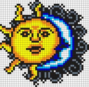 Sun And Moon Perler Perler Bead Pattern / Bead Sprite Rave Perler, Perler Bead Designs, Bead Templates, Modele Pixel Art, Rave Babe, Art Perle, Pony Bead Patterns, Perler Bead Templates, Beads Designs