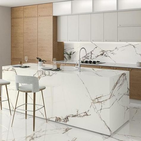 Luxury Marble Kitchen, Grey Marble Kitchen, Grey Marble Floor, Marble Floor Kitchen, Kitchen Countertop Ideas, Marble Kitchen Island, White Marble Kitchen, Best Kitchen Design, Marble Interior