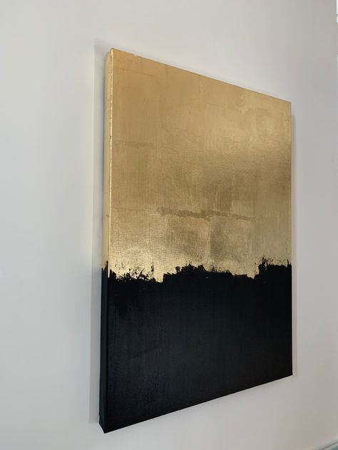 Abstract painting Diy Black And Gold Decor, Black And Gold Textured Art, Black White Gold Painting Abstract Art, Black And Gold Artwork, Black And Gold Abstract Painting, Black Gold Painting, Black And Gold Painting, Black And Gold Art, Gold Art Painting