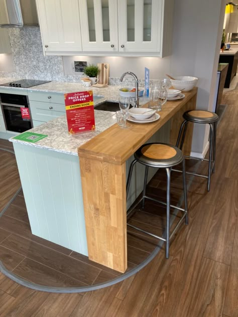 Add On Breakfast Bar, End Of Peninsula Ideas, Add Bar To Kitchen Counter, Diy Peninsula Bar, Adding Breakfast Bar To Counter, Wooden Kitchen Bar Counter, Wood Kitchen Bar Counter, Half Wall Kitchen Breakfast Bar, Kitchen Bar Counter Ideas Half Walls