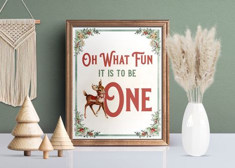 "Christmas Oh What Fun it is to Be One Sign Printable ONEderland Sign 1st Birthday Party First Birthday Sign Oh What Fun This \"Oh What Fun it is to be One!\" sign is perfect for any 1st birthday celebration around Winter, Christmas or New Years such as a \"Winter ONEderland\" or \"Snow Much Fun to be One!\" theme party! MATCHING ITEMS (Sold Separately) https://www.etsy.com/shop/pixelsandpop?search_query=BC22 WHAT'S INCLUDED You will instantly access a high resolution printable PDF file for the Holiday 1st Birthday, 1st Birthday Holiday Theme, Oh What Fun Christmas Sign, 1st Birthday At Christmas Time, Oh What Fun It Is To Be One Birthday Christmas, Onederful Christmas Birthday, Snowman First Birthday, One Year Christmas Birthday, 1st Birthday Party Ideas Christmas