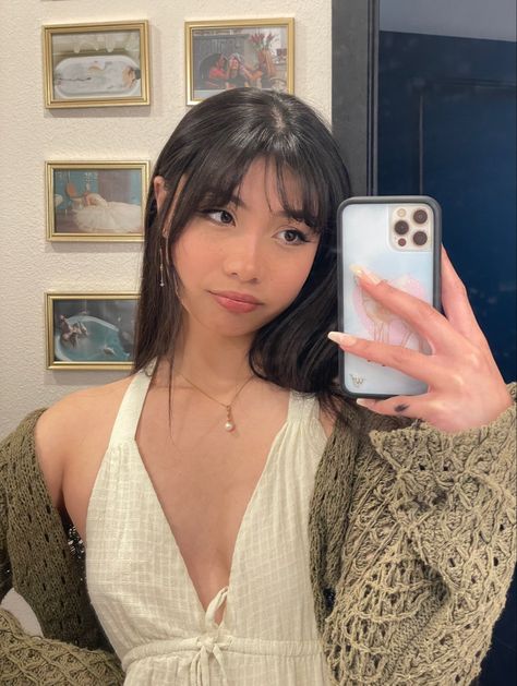 Asian With Bangs Fringes, Soft Wispy Bangs Straight Hair, Japanese Wispy Bangs, Layers For Medium Length Hair Wispy Bangs, Wispy Bangs Long Black Hair, Fringe Bangs Asian Hair, Wispy Bangs Vs Full Bangs, Asian Fringe Bangs, Hybrid Bangs