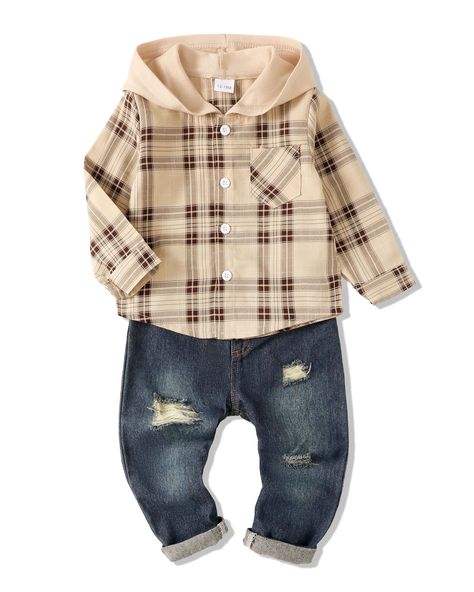 PRICES MAY VARY. cotton blend Imported Pull On closure Machine Wash Material: Our toddler boy outfits has exceptional softness, breathable, and durability. This material has been carefully selected to ensure safety and gentleness for baby's delicate skin. Unique Style: Our toddler sweatsuit features a fashionable flannel plaid design, comfortable elastic waistband, ripped jeans long pants, making your child stand out and look fashionable and handsome. Occasions: Our baby boy winter clothes are v Pattern Shirt Outfit, Clothes Summer Outfits, Baby Sweatpants, Baby Boy Winter Outfits, Toddler Baby Boy, Flannel Sweatshirt, Clothes For Boys, Boys Pattern