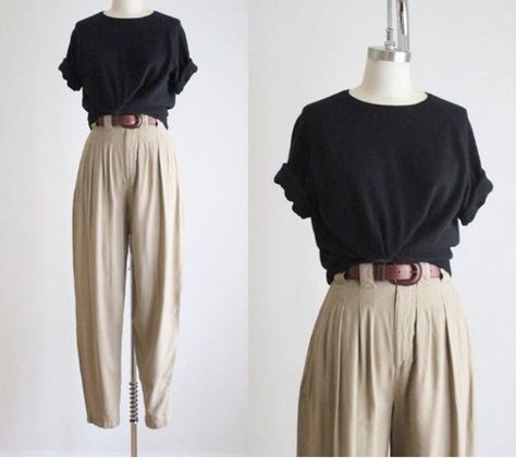 가을 패션, Mode Vintage, Work Attire, High Waisted Trousers, Mode Inspiration, Looks Vintage, Outfits Casuales, Look Fashion, Minimalist Fashion