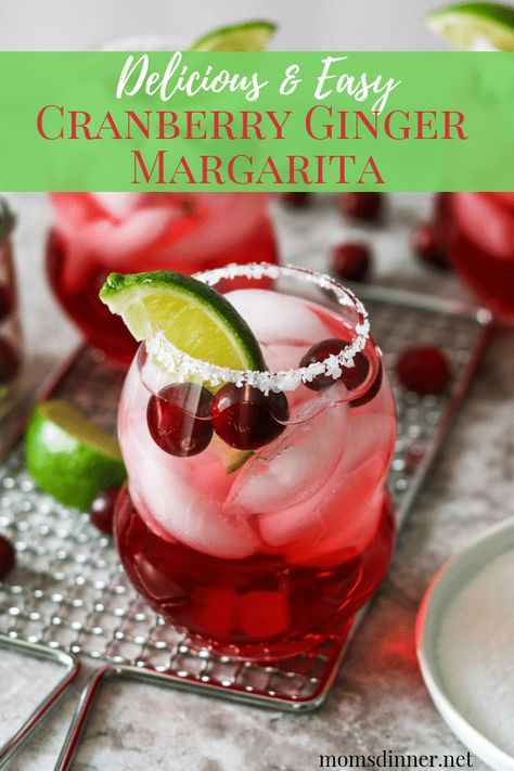 Ginger Beer Margarita, Easy Entertaining Dinner, Ginger Margarita, Fun Beverages, Ginger Beer Cocktail, Cranberry Margarita, Cranberry Drinks, Entertaining Dinner, Cranberry Juice Cocktail