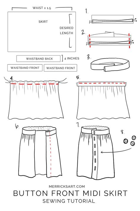 How to make a midi button down skirt Skirt Sewing Tutorial, Button Front Midi Skirt, Sew Ins, Diy Vetement, Skirt Patterns Sewing, Easy To Sew, Sewing Skirts, Diy Sewing Clothes, How To Make Clothes