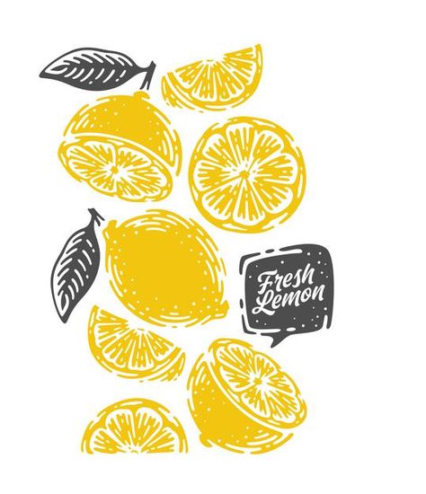 Lemons Poster, Lemon Logo, Logo Animal, Fruit Illustration, Art Prints Online, Handwritten Letters, Lino Print, Linocut Prints, Food Illustrations