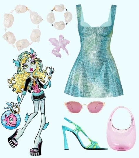 Lagoons Blue Monster High Aesthetic, Lagoons Blue Costume, Monster High Lagoona Costume, Lagoona Blue Clothes, Lagoona Halloween Costume, Laguna Monster High Costume, Lagoona Monster High Costume, Lagoona Blue Inspired Outfits, Lagoona Blue Cosplay