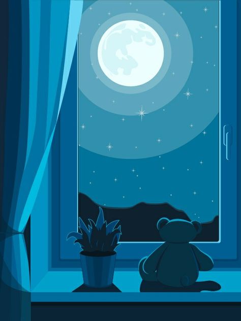 Night Window Illustration, Good Night Illustration, Graphic Design Teacher, Sleep Illustration, Illustrator Projects, Aesthetic Profile Picture Cartoon Soft, Window Illustration, Night Illustration, Wonder Art