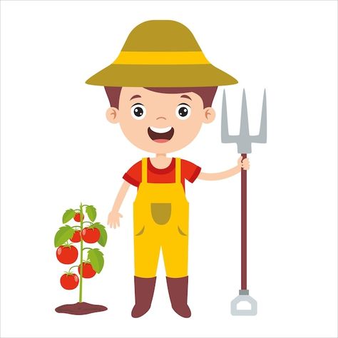 Cartoon drawing of a farmer Premium Vect... | Premium Vector #Freepik #vector #food #business #people #green Farmer Man Cartoon, Farmer Clipart, Cartoon Farmer, Lettering Drawing, Female Farmer, Diy School, Vector Food, Drawing Letters, Food Business