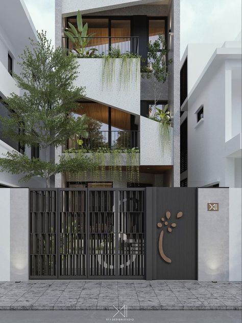 Minimalist Fence Design Modern Houses, Scandanavian House Design Exterior, Minimalist Fence, Design Flower Drawing, Aesthetic Flower Tattoo, Wallpaper Flowers Aesthetic, Tattoo Design Flower, Main Doors, Nails Flowers