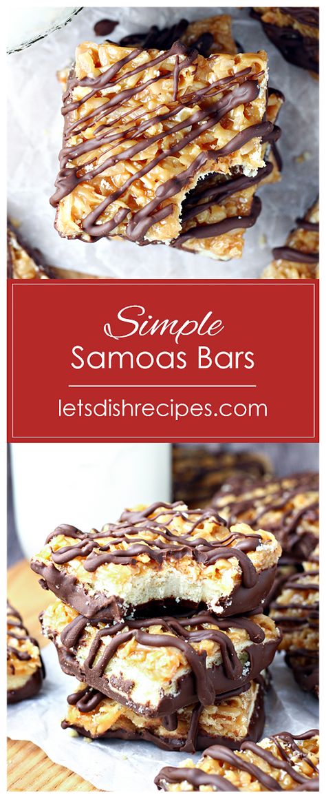 Samoas Bars, Desert Bars, Hot Chocolate Fudge, Rock Recipes, Dipped In Chocolate, Slow Cooker Desserts, Cookie Bar, Shortbread Crust, Winter Desserts