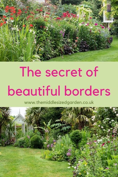 Tips for your best-ever herbaceous border, with brilliant flower colour #middlesizedgarden Garden Border Shapes, Garden Flower Borders, Boarder Flower Designs, English Garden Border, Wild Flower Border Garden, Flower Borders Garden, Mixed Borders Gardens, Herbaceous Border Design, Garden Border Ideas Plants