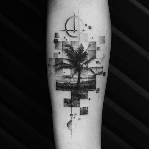 with sensitive lines and thoughtful use of shading, the realistic fine line tattoos by Balazs Bercsenyi are distinguished by the incredible level of details Simple Phoenix Tattoo, Tattoo Shading, Palm Tattoos, Tattoo Zeichnungen, Palm Tree Tattoo, Omerta Tattoo, Fine Line Tattoo, Beach Tattoo, Geniale Tattoos