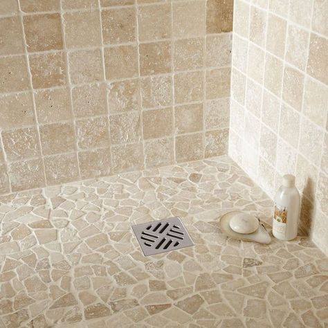 Travertine Bathroom, Travertine Mosaic Tiles, Mosaic Bathroom, Bad Inspiration, Beige Marble, Bathroom Remodel Shower, Bathroom Renos, Just Beautiful, Bathroom Remodel Master