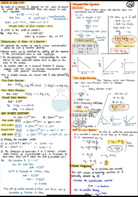 Chemical Kinetics Notes Class 12, Chemical Kinetics Notes, Chemistry Formulas, Chem Notes, Microbiology Notes, Study Physics, Organic Chemistry Notes, Chemistry Class 12, Organic Chem