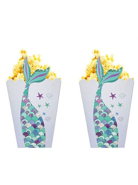 12pcs/Pack Mermaid Design Popcorn Box, Suitable For Birthday Party, Family Gathering Decor And Snack ContainerI discovered amazing products on SHEIN.com, come check them out! Mermaid Birthday Party Decorations, Mermaid Design, Snack Containers, Mermaid Pattern, Popcorn Box, Mermaid Birthday Party, Snack Box, Art Party, Party Tableware