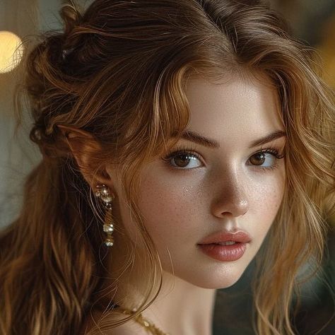 Soft Feminine Hair, Feyre Hair, Elaine Acotar, Beautiful Women's Faces, Character Face Claims, Brown Hair Women, Hewn City, Very Long Brown Hair, Character Inspiration Female