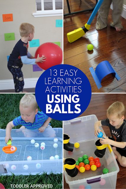 Toddler Approved!: 13 Simple Learning Activities Using Balls Teaching Prek, Playgroup Ideas, Easy Learning Activities, Creative Curriculum Preschool, Educational Games For Toddlers, Sports Activities For Kids, Toddler Themes, Toddler Sports, Toddler Lessons