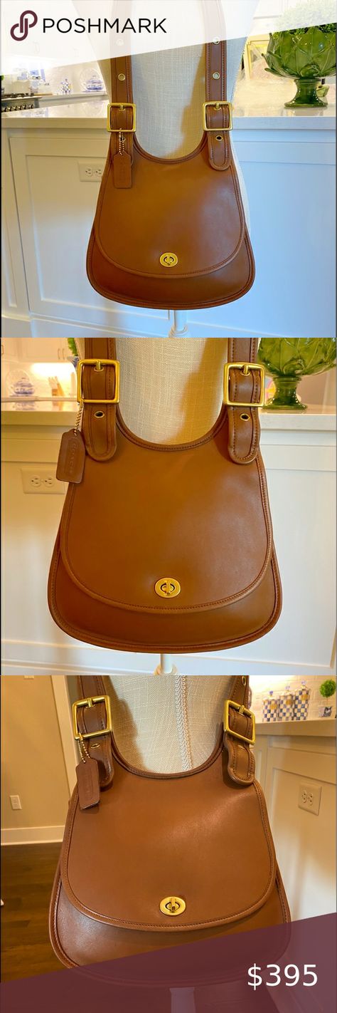 Vintage Coach Saddle Crescent Bag in British Tan  Like New! Collage Clothes, Crescent Bag, Vintage Coach Bags, Cambridge Satchel Company, Gorgeous Bags, Saddle Bag, Bag Style, Vintage Coach, Brass Hardware