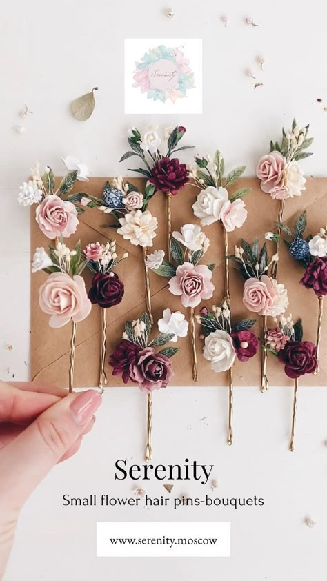 Flower hair pins by Serenity [Video] | Hair flowers diy, Wedding hair accessories diy, Hair pins diy Flower Hair Accessories Diy, Handmade Hair Pins, Flower Accessories For Hair, Floral Hair Clips, Diy Clips For Hair, Hair Accessories Handmade, Flower Pins For Hair, How To Make Hair Clips Diy, Diy Hair Flowers