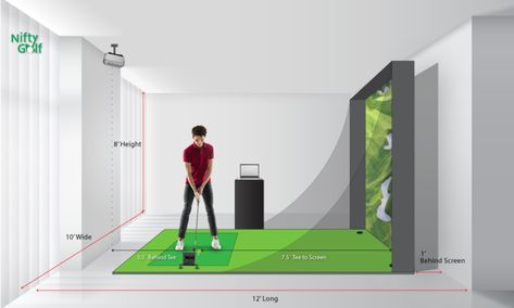 DIY Home Golf Simulator Setup Guide: Plan, Design, and Install Diy Golf Simulator, Simulator Setup, Golf N Stuff, Home Golf Simulator, Golf Simulator Room, Golf Room, Green Backyard, Golf Diy, Golf Techniques