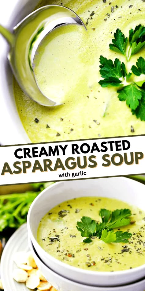 Sopas Light, Garlic Asparagus, Asparagus Soup, Savory Soups, Roasted Asparagus, Asparagus Recipe, Soup And Sandwich, Healthy Soup, Delicious Soup